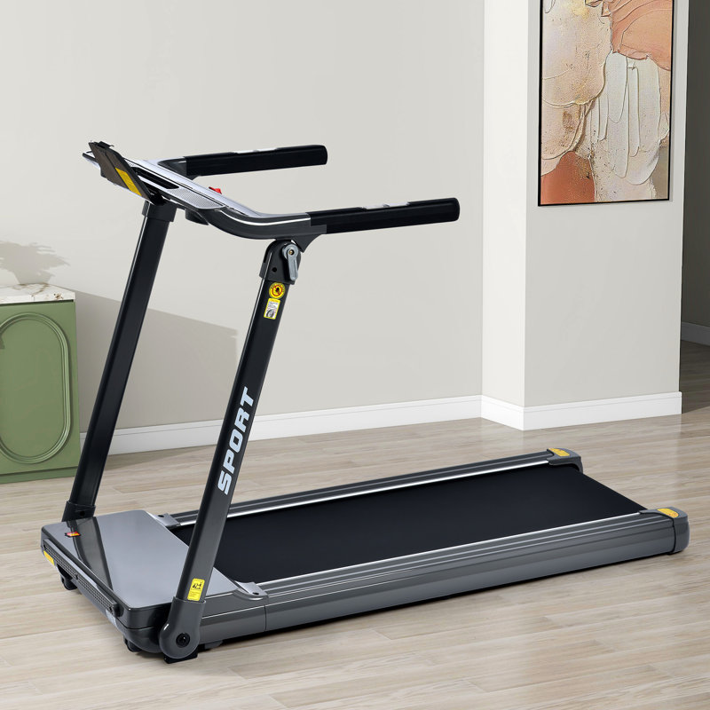 Tapis de course portatif 3,5 HP - 14 km/h, capteur de fréquence cardiaque, compact, pour la maison, amortissant les chocs