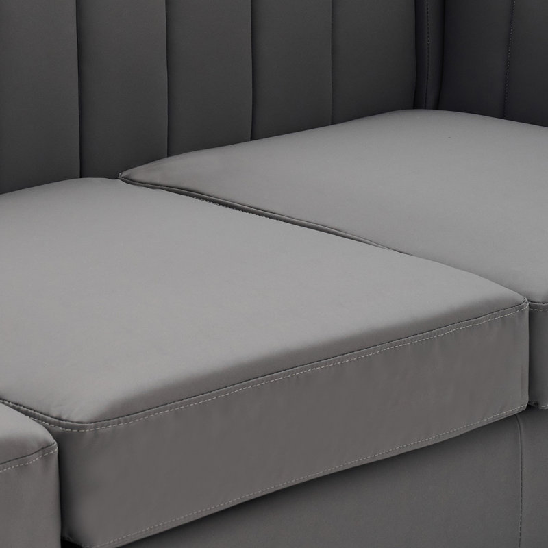Canapé de salon en velours de 89 po Andenne Andenne, Similicuir gris