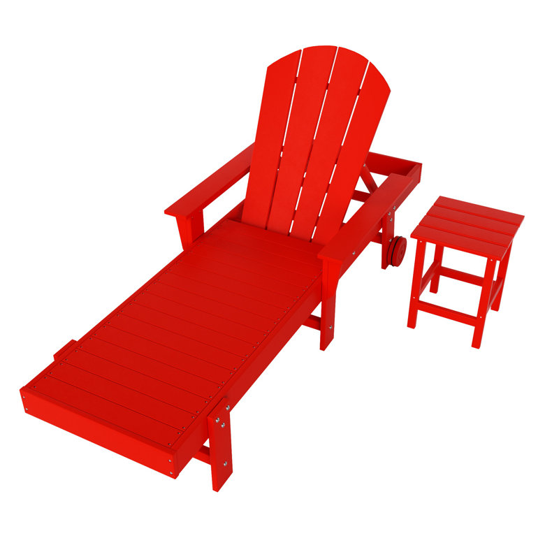 Laguna Outdoor Chaise Lounge with Table, Red