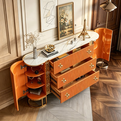 Luxury-Style Sintered Ston Large Capacity Sideboar