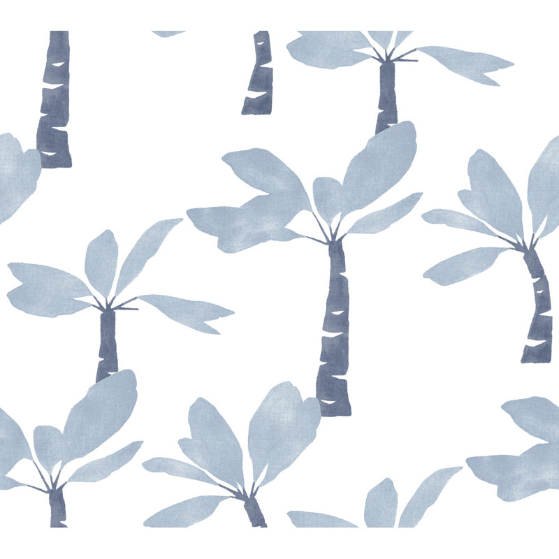 Papier peint peint Oasis Outremer, Bleu