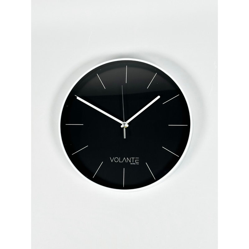 Elegant Decorative Wall Clock, 12 in Diameter, 1.8 in Thick | 100% Plastic Frame, Real Glass Cover | Classic White Color | Perfect for Home or Office Decor, Stylish Timekeeping & Easy to Read Design