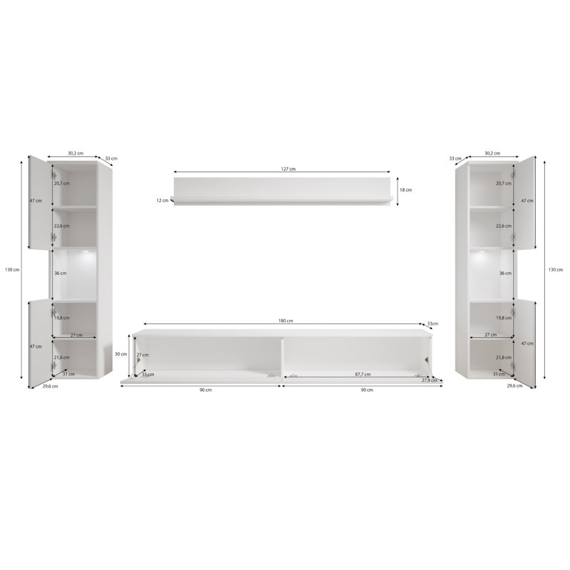 Lisania Unfinished Entertainment Centre for TVs up to 65", Matera/White