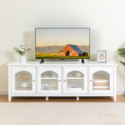 Alberta 70"L Modern TV Stand Cabinet with 4 Doors, Wood Wide Entertainment Center, Glass Doors by Red Barrel Studio