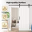 Porte de grange coulissante de 84 po en bois manufacturé à surface blanche avec garde-robe d'intérieur et trousse de quincaillerie (poignée double face incluse)-131233740-131233742