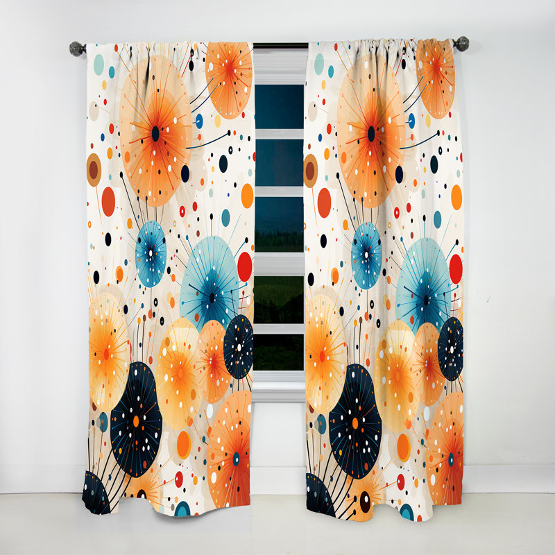Baisley Orange And Blue Fireworks Magic - Modern Velvet Curtain - Room Darkening - 1 panel, 52" W x 120" L