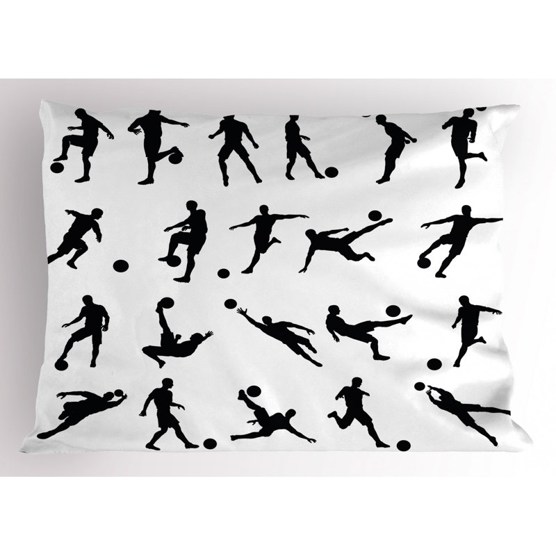 King Size Black and White Soccer Polyester Pillow Sham