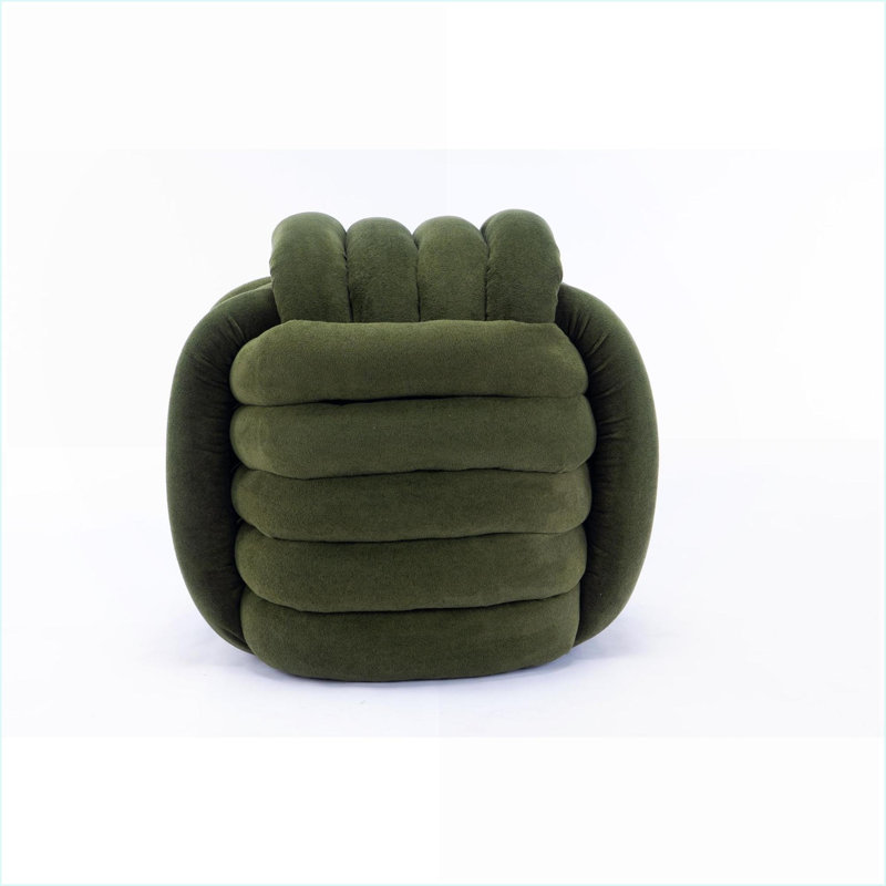 Ottoman Modern Knot Design Footstool for Living Room, Bedroom, Sofa Side | Beige Chenille, Beige