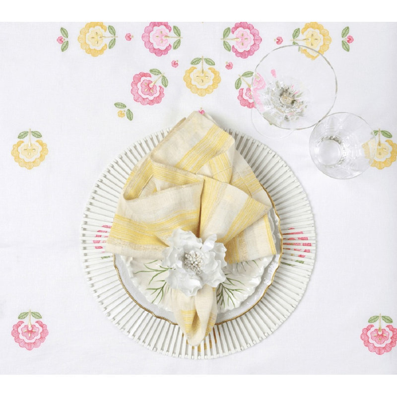 Carnation Tablecloth, White/Pink/Orange