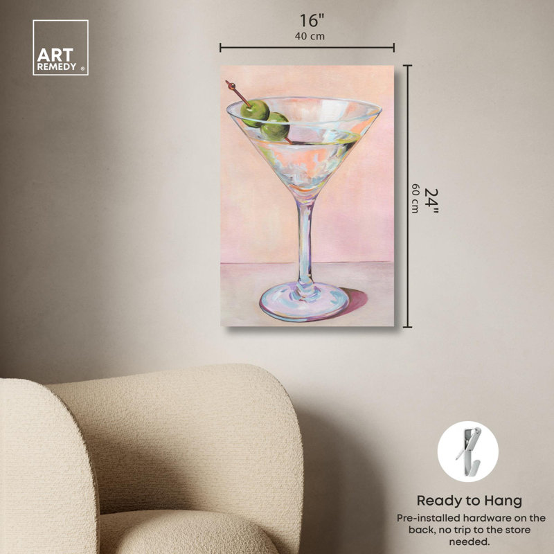 "Cocktail Time", impression côtière tendance par , H 24 po x l 16 po, Toile tendue