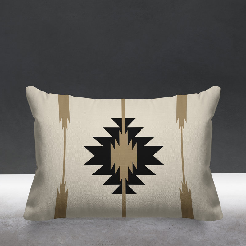 Coussin décoratif intérieur / extérieur Jolon Southwestern, 15 po x 15 po, Crème, Carré