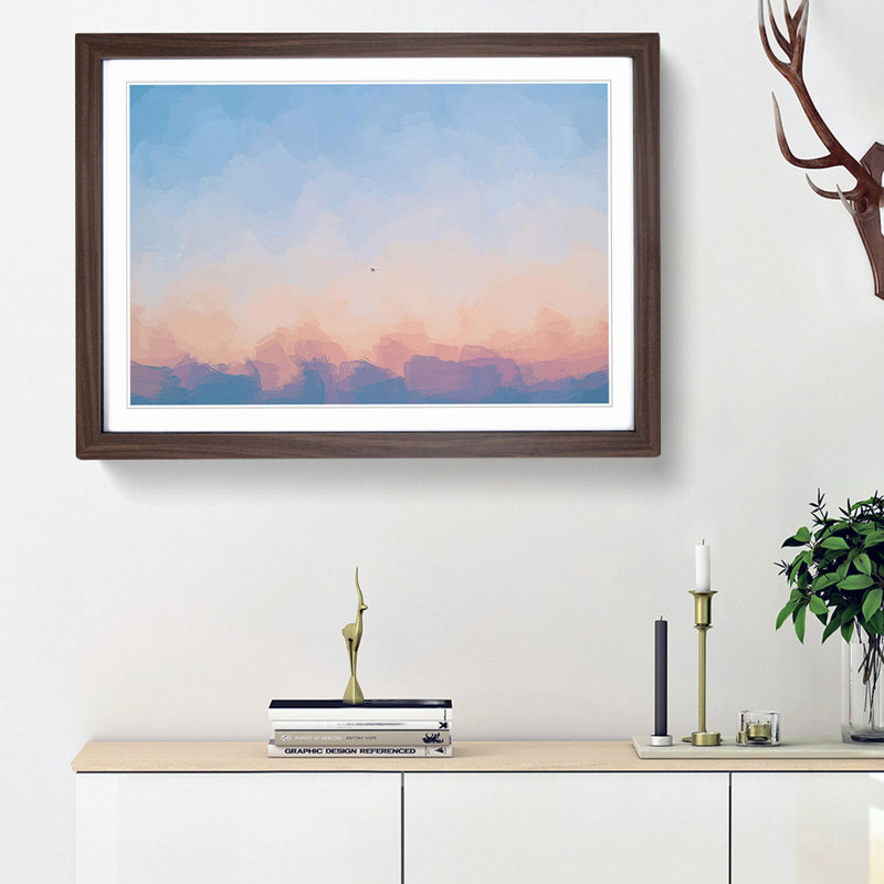 Airplane over Florida in Abstract - Picture Frame Graphic Art Print, 27cm H x 36cm W x 2cm D, Walnut Framed