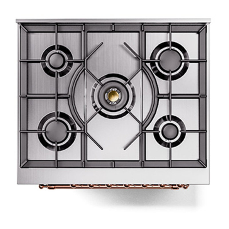 ILVE Nostalgie II Noblesse 30 in Dual Fuel Range, Blue Grey/Copper, Liquid Propane