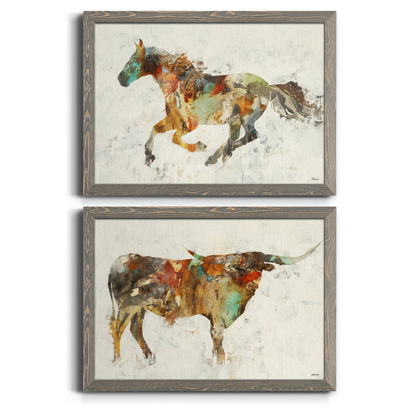 Totem II - ensemble de 2 reproductions, Toile avec cadre gris, H 37,5 po x l 55 po x P 1,5 po, Pas de tapis