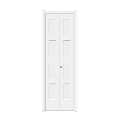 1-3/8" Door Thickness Primed 4-panel Solid Core Shaker Bi-fold Door With Hardware