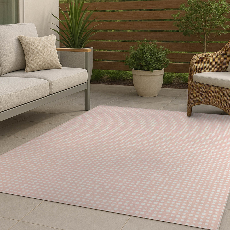 Tapis d'extérieur antidérapant à pois assortis, Rectangle 5 pi x 7 pi
