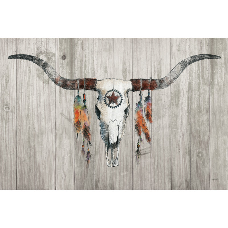 Longhorn On Wood by Avery Tillmon - Wrapped Canvas Art Prints, 81cm H x 122cm W x 3.8cm D