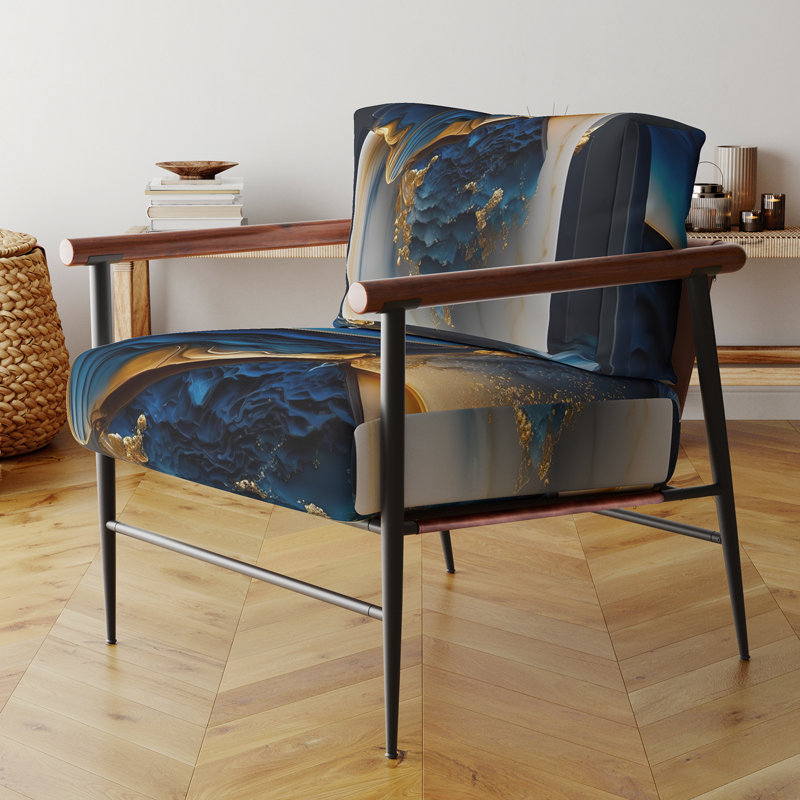 Crillon - Fauteuil d'appoint rembourré en marbre, Noir, noir, noir, noir