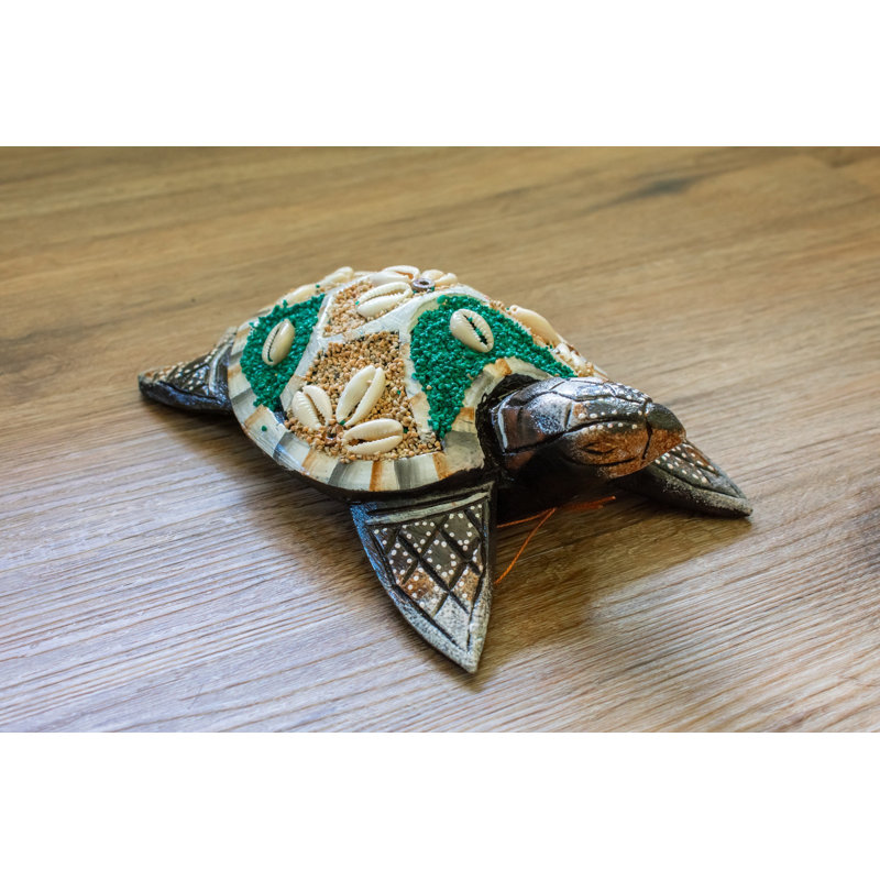 Handmade Coastal Animals Wall Decor on Solid Wood, Green