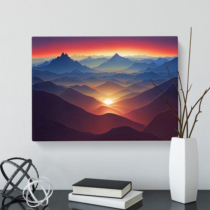 Majestic Mountain Sunset - Wrapped Canvas
