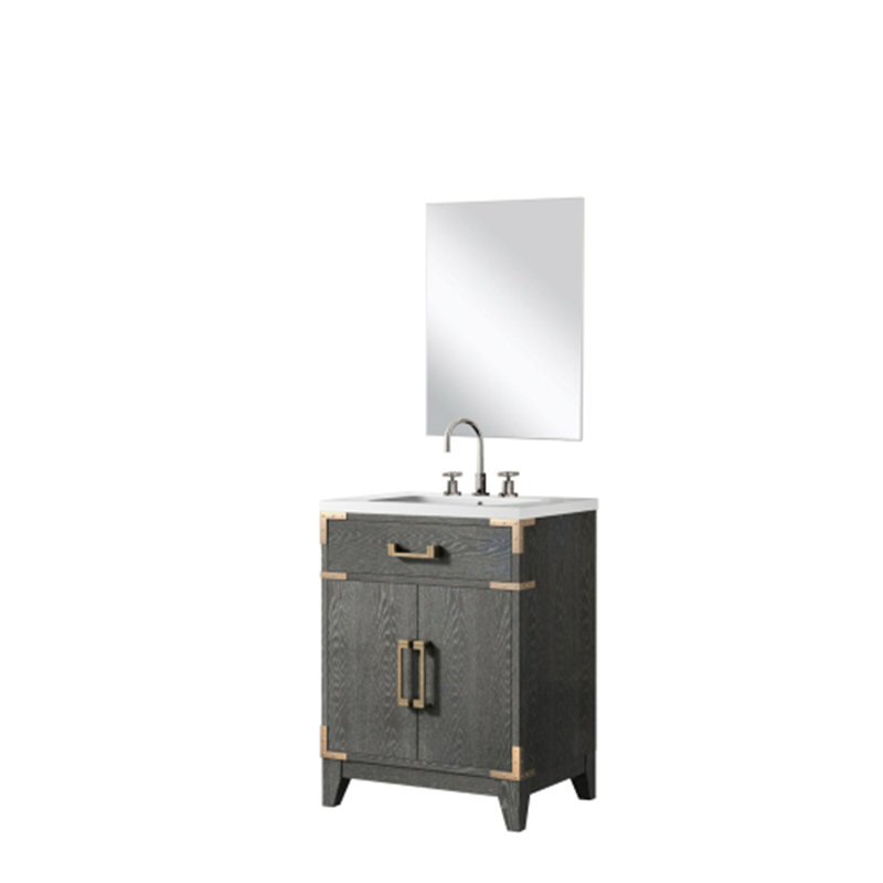 Meuble-lavabo simple.  Ensemble de comptoir, miroir et robinet en acrylique, 24"