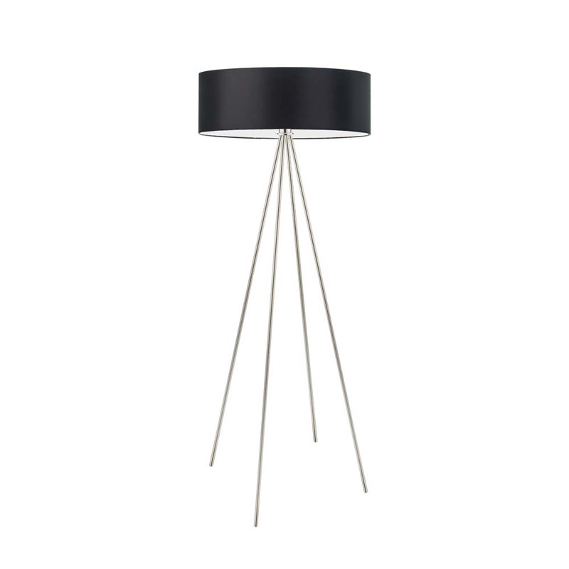 Arnesha 157cm Traditional Floor Lamp, Brushed Steel, Black
