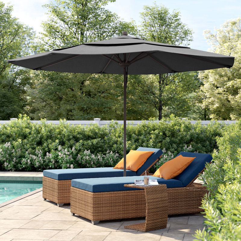 Parasol de marché 11 pi Silva, Toile granit Sunbrella®, Pierre noire