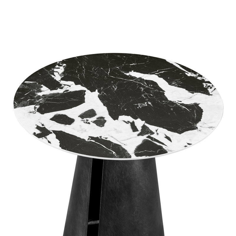 Axis Modern Round End Table with Ceramic Top