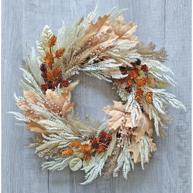 Fall Wreath ; 22"Wheat/Hops/Maple Leaf