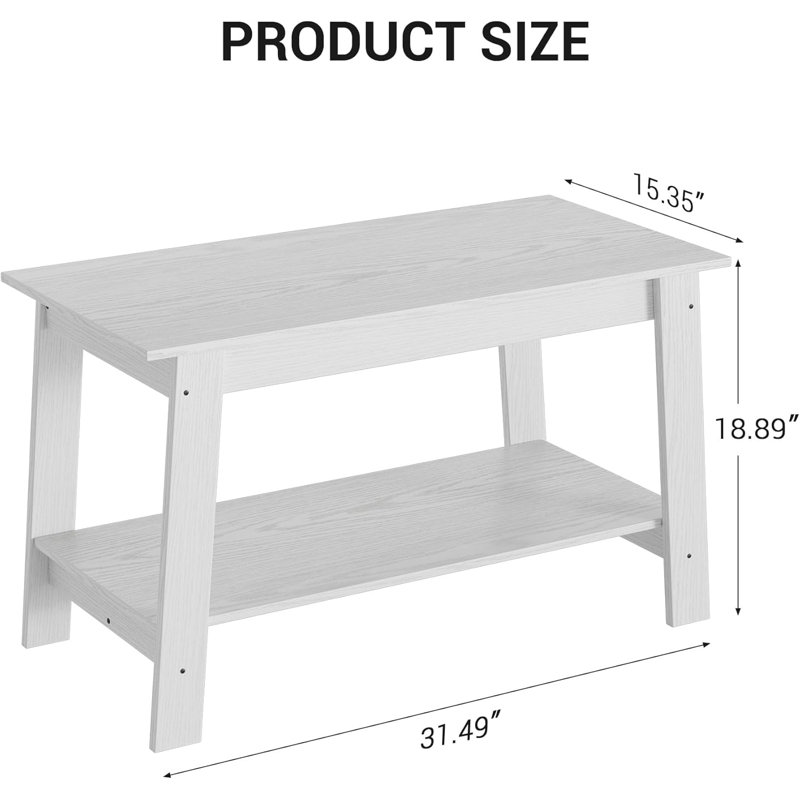 31.5 Inch Coffee Table with 2-Tier Storage, Modern Industrial Rectangular Living Room Table, Compact MDF & Particle Board Build, Durable & Easy Assembly, Ideal for Apartments & Offices