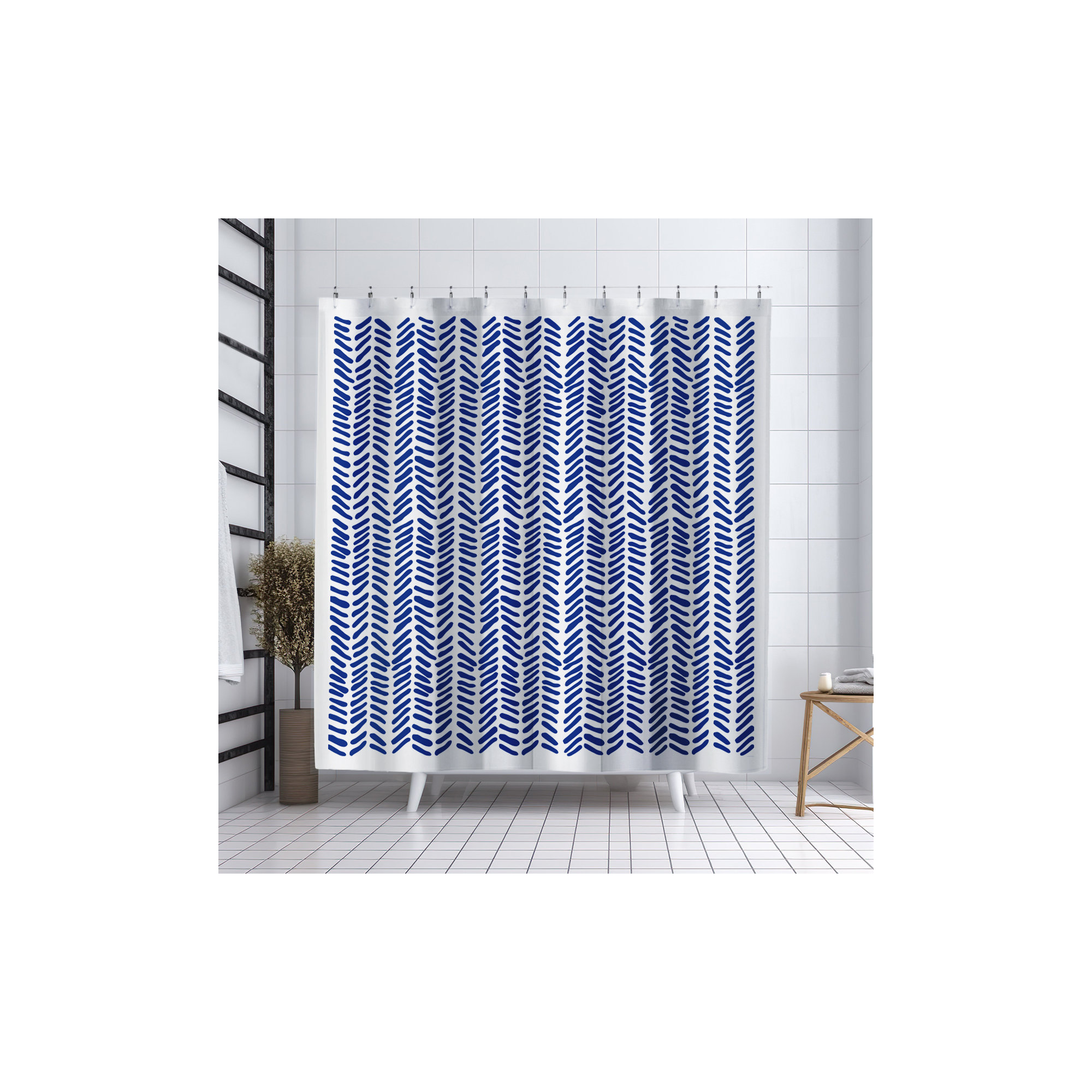Thora Tribal Shower Curtain, ThoraVee Navy