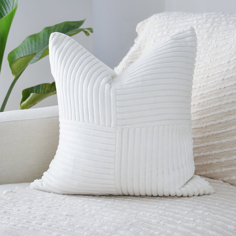 Housse de coussin en velours côtelé doux, Ivory
