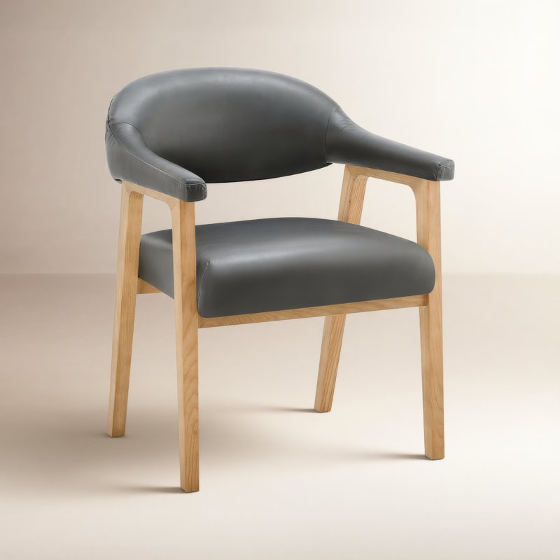 Chaise rembourrée Efren Daina Rosswell, Similicuir cire éléphant