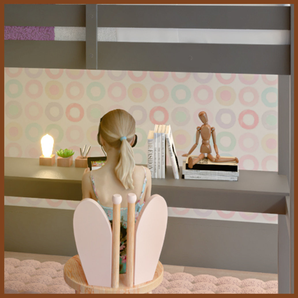 Harriet Bee Daylin High Loft Bed with Desk and Storage, Solid Wood Loft