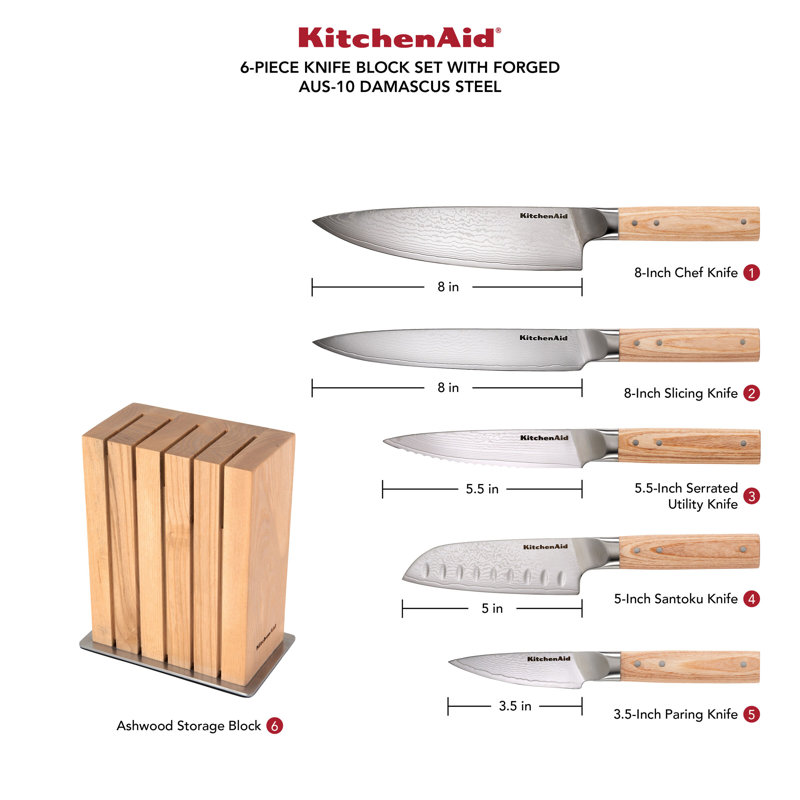 KitchenAid Premium 6 Piece Wood Block Set