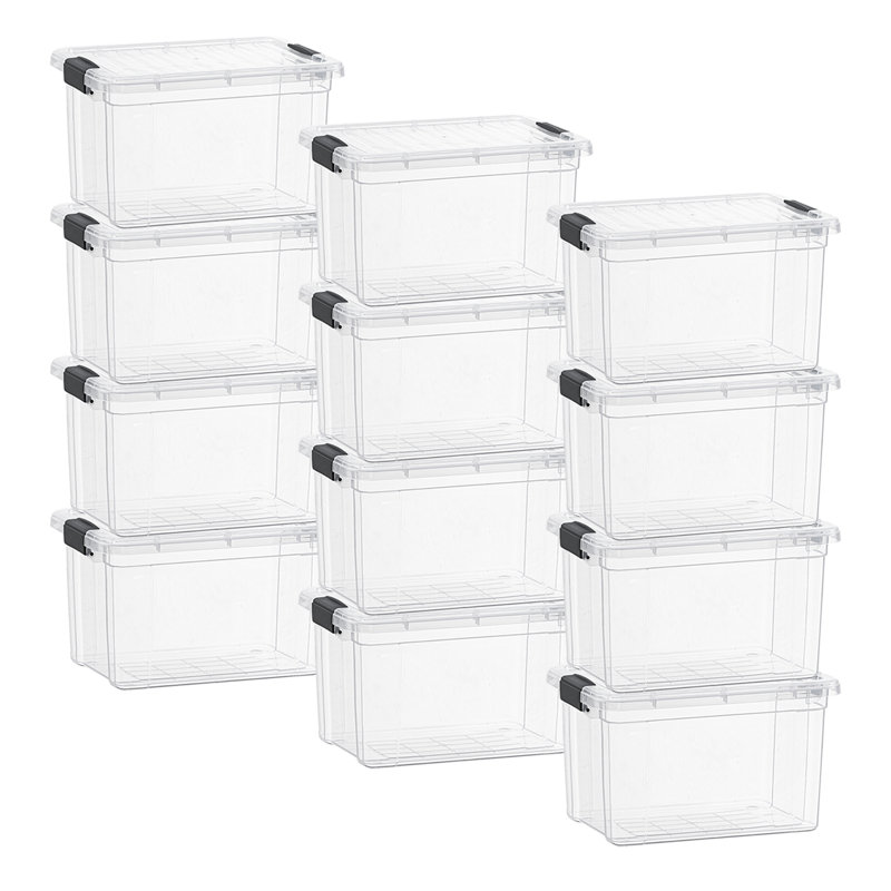  X Large Clear Storage Bin with Lid, 49 Qt. Plastic Organizing Storage Box for Home, 12 Pack, 49 Qt.