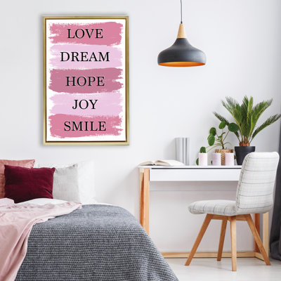 Cadre flottant Love Dream Hope Joy Smile, design par Martina Pavlova