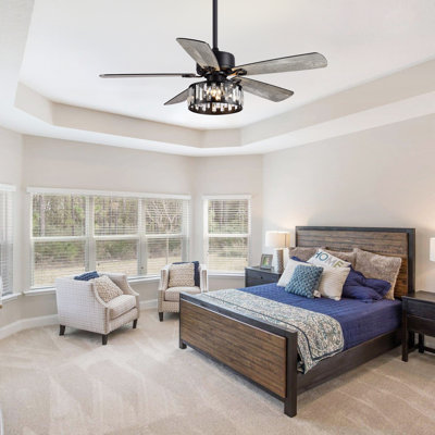 52'' Monson 5-Blade Crystal Indoor Ceiling Fan With Remote Control and Light Kit Included