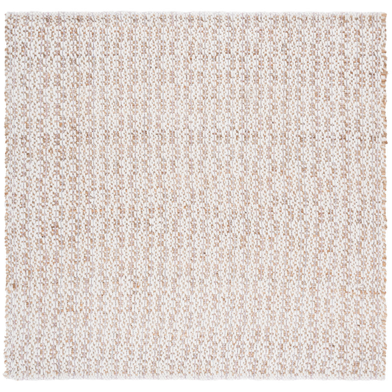 Natural Fiber 225 Hand Loomed Jute; Wool; Pet No Pattern Rug in Natural/Pink, Rectangle 2' x 3'
