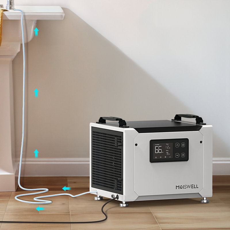 Déshumidificateur Energy Star de 70 pintes avec pompe intégrée Moiswell - Idéal pour une utilisation commerciale, les sous-sols, les vides sanitaires et les grandes pièces - Dégivrage automatique et conception portable