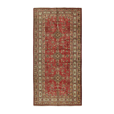 Tapis rouge et ivoire noué à la main de haute qualité