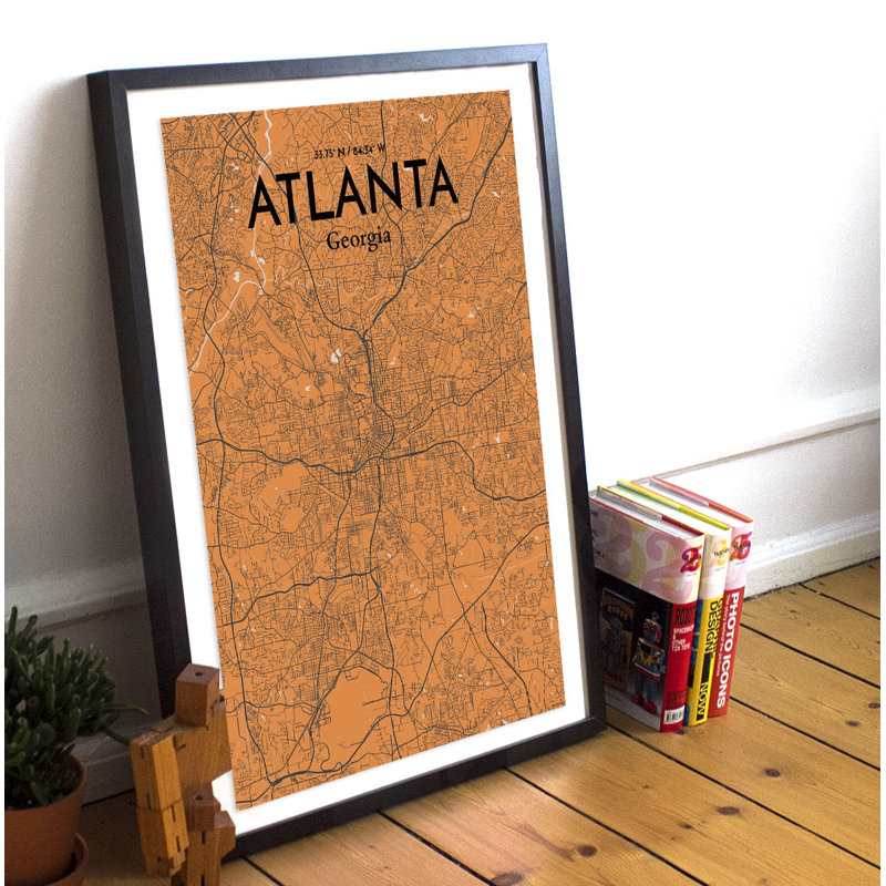 Atlanta City Map 1 Piece Wall Art, 43.2cm H x 27.9cm W x 0.13cm D