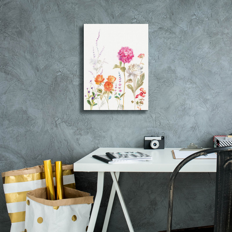 «Picket Fence Flowers 2» par Danhui Nai, art mural sur toile, H 16 po x l 12 po