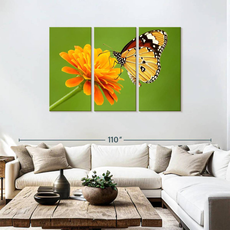 Brampt Butterfly With Flower, 48" H x 74" W