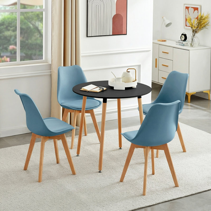 4 - Person Dining Set, Black, Air Force Blue