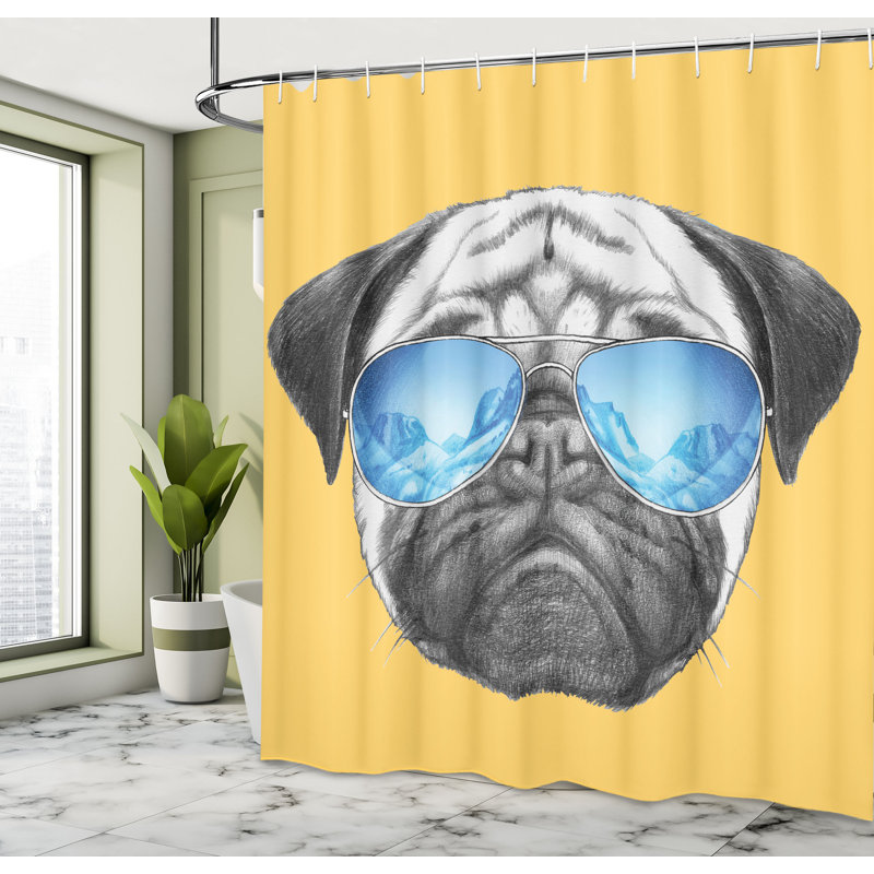 Ensemble de rideau de douche et crochets carlin, H 75 po x l 69 po, Moutarde et noix de coco