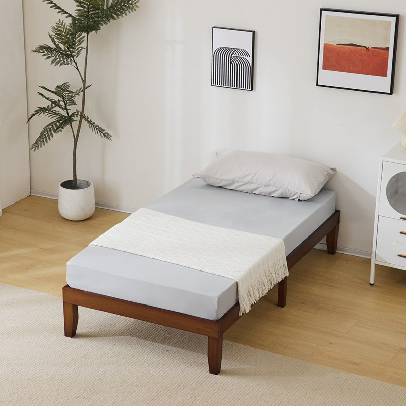 Basic Wooden Bed Frame, Twin, Brown