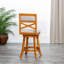 Tabouret de bar 30 po à finition naturelle avec siège pivotant Allure en tissu beige et coussin naturel embelli-1354174319-1354174317