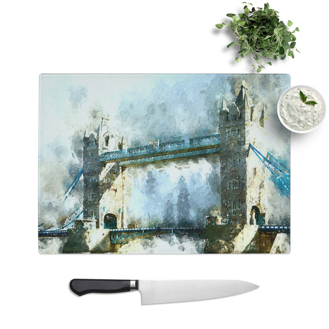Tempered Glass Tower Bridge in London in Abstract Chopping Board