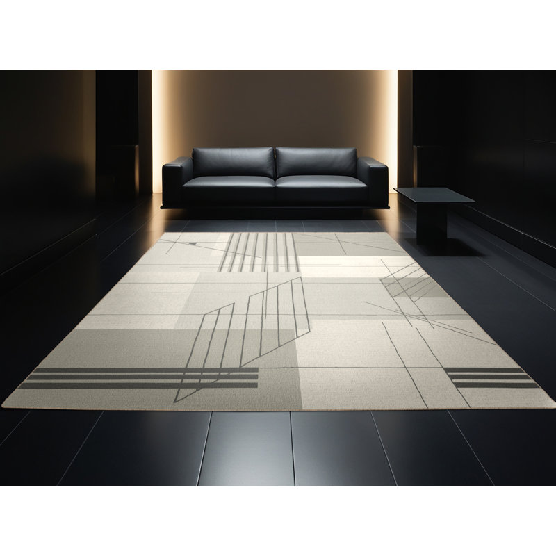 Tapis beige minimaliste lavable à la machine Osiyo, 3 X 5